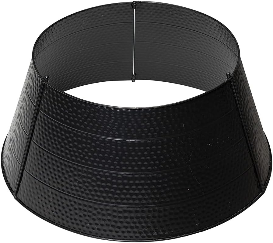 glitzhome 22" D Black Hammered Metal Tree Collar Tree Base Cover Decorative Christmas Tree Ring f... | Amazon (US)