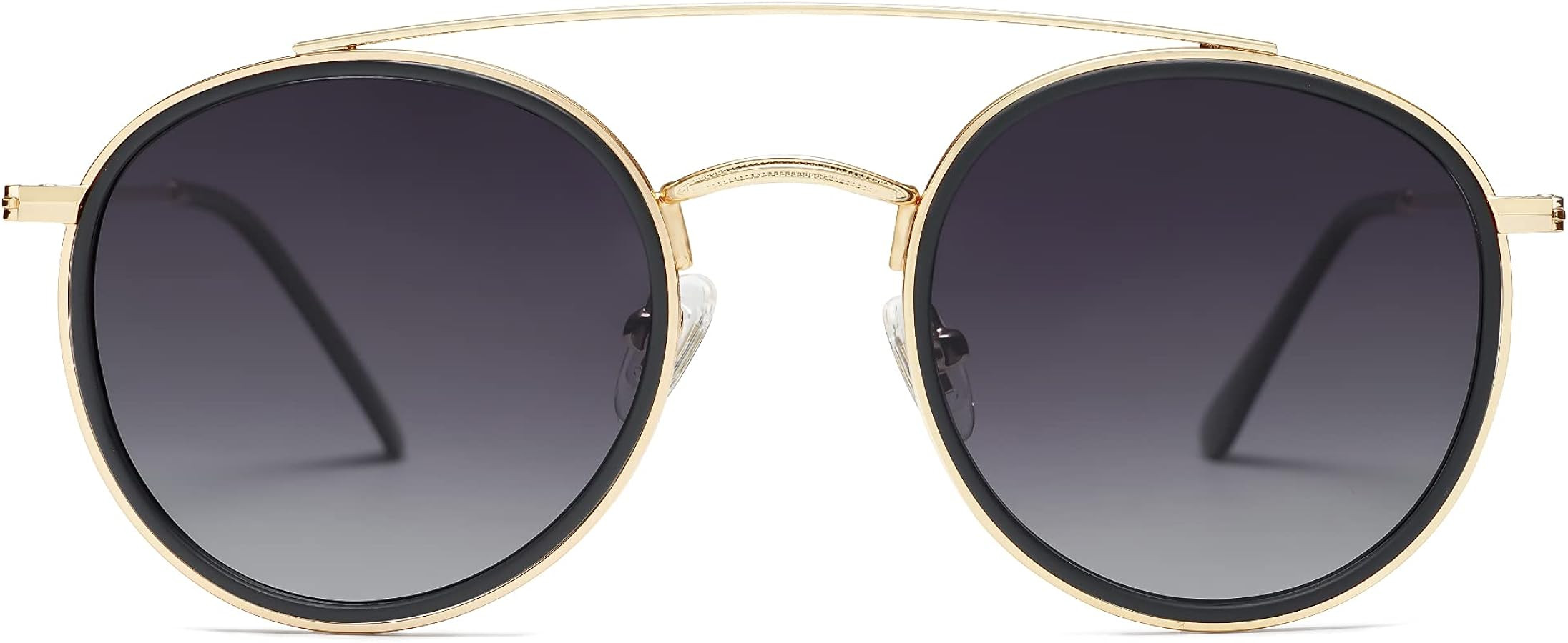 SOJOS Retro Vintage Round Polarized Sunglasses for Women Men Small Double Bridge Circle Sunnies S... | Amazon (US)