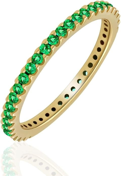 Stackable Eternity Ring for Women |Gold Plated – Ruby, Blue Sapphire, Simulated Diamond, Pink S... | Amazon (US)