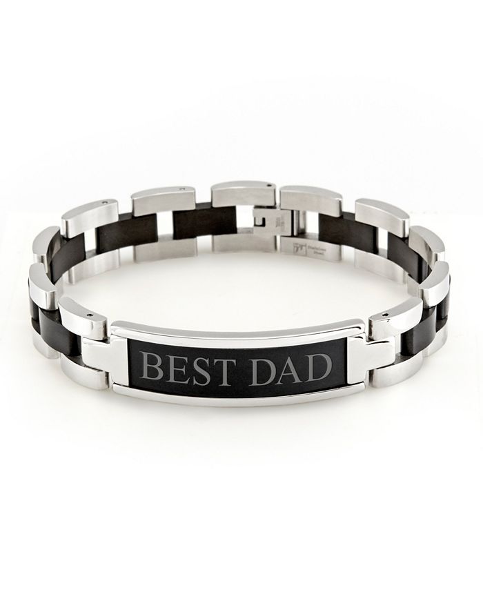 Men's Engravable "Best Dad" Steel ID Bracelet | Macys (US)