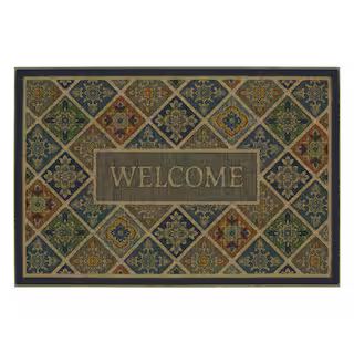 StyleWell Tile Garden Welcome Impressions 24 in. x 36 in. Door Mat-551872 - The Home Depot | The Home Depot
