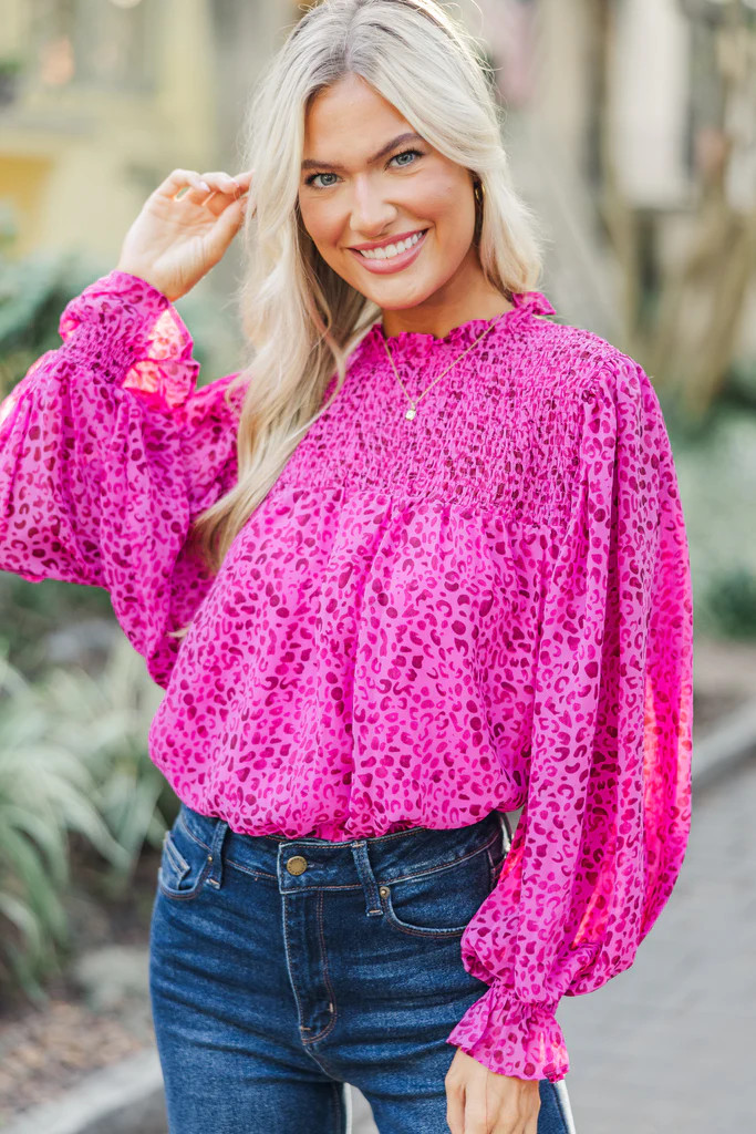 Check You Out Magenta Purple Leopard Blouse | The Mint Julep Boutique