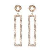 Ceomate 14K Gold Plated Rhinestone Long Drop Earrings, Geometric Rectangle Hypoallergenic Jewelry... | Amazon (US)
