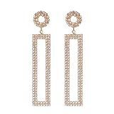Ceomate 14K Gold Plated Rhinestone Long Drop Earrings, Geometric Rectangle Hypoallergenic Jewelry... | Amazon (US)