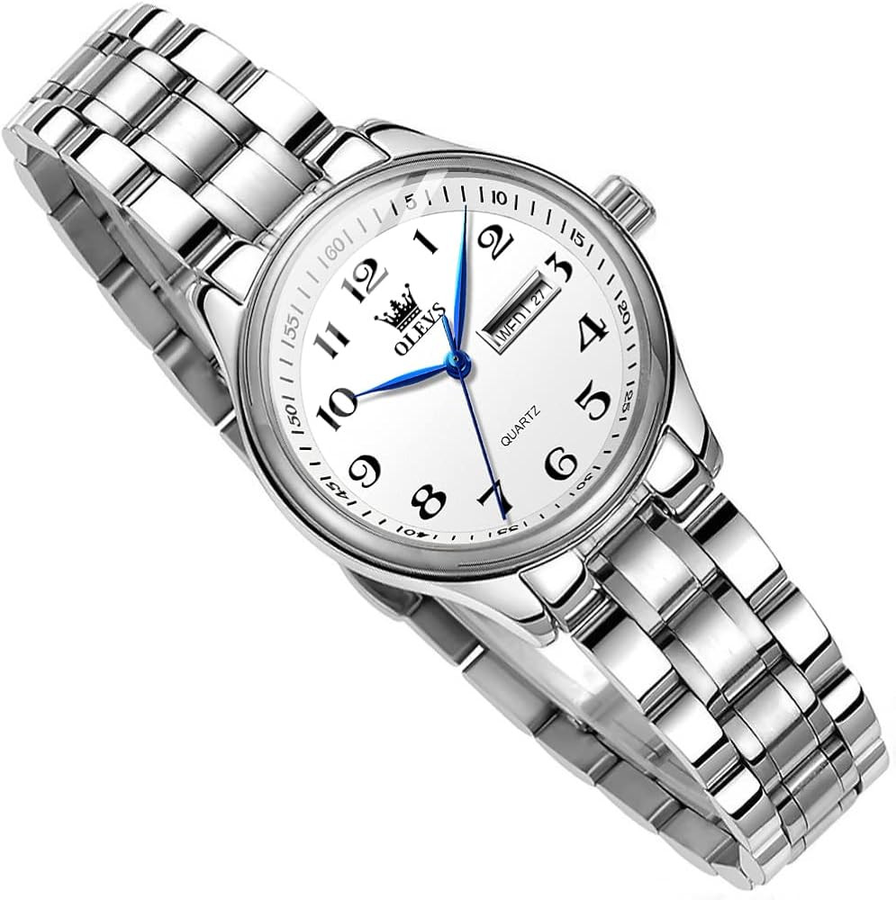 OLEVS Women's Watch, Small Wrist Stainless Steel Analog Watch, Luxury Casual Waterproof Day Date ... | Amazon (US)