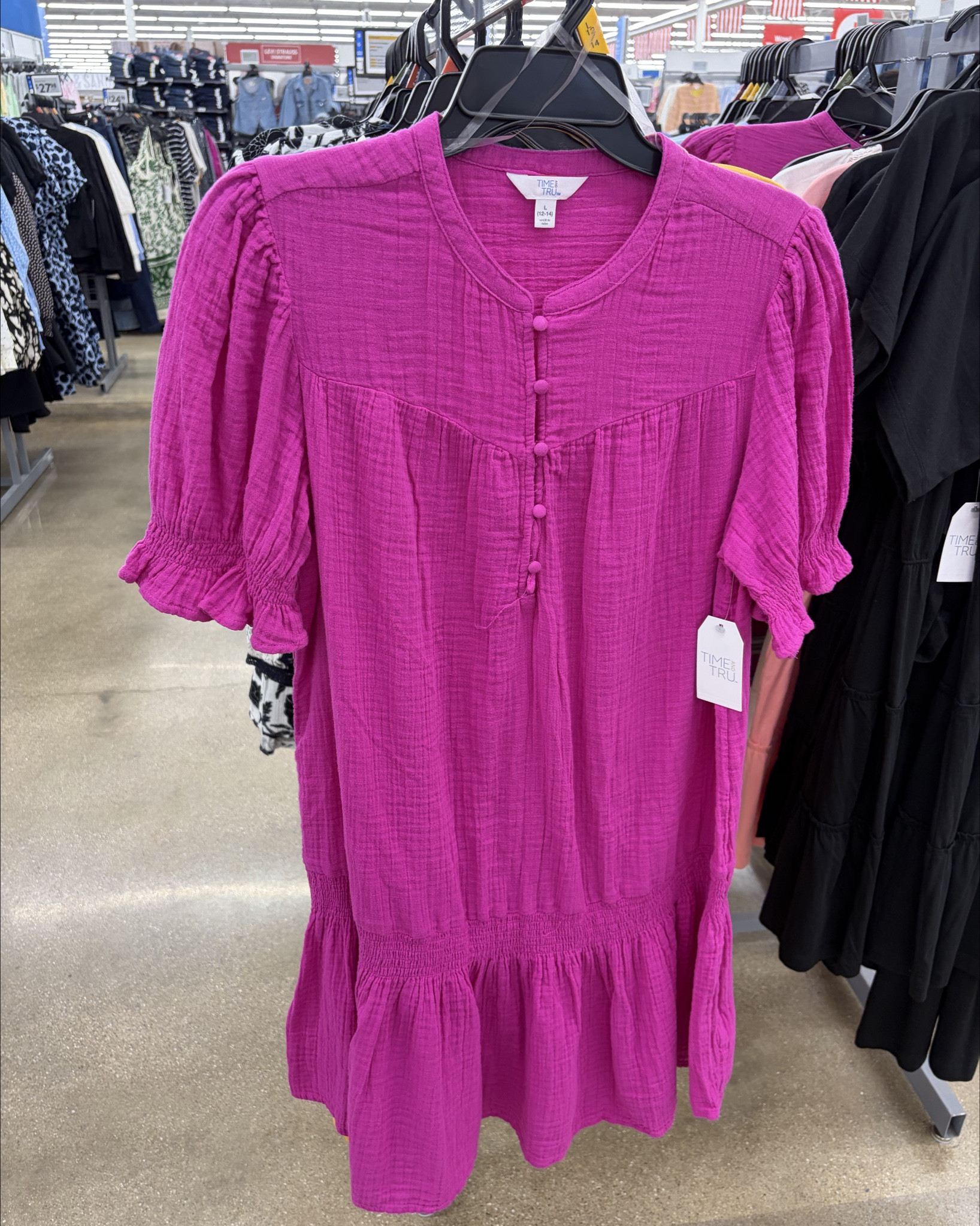 I love the vibrant pink/purple (fuchsia) color of this cotton Mini Dress!  The puff sleeves and button front placket add pretty details to this Spring dress!  This look is perfect for Mother’s Day, wedding or baby showers or lunch with the girls!

Walmart Time and Tru dresses 
women’s mini dress 
Cotton dresses for women 
Summer dresses
Fuchsia dress 

#LTKMothersDay #LTKMidsize