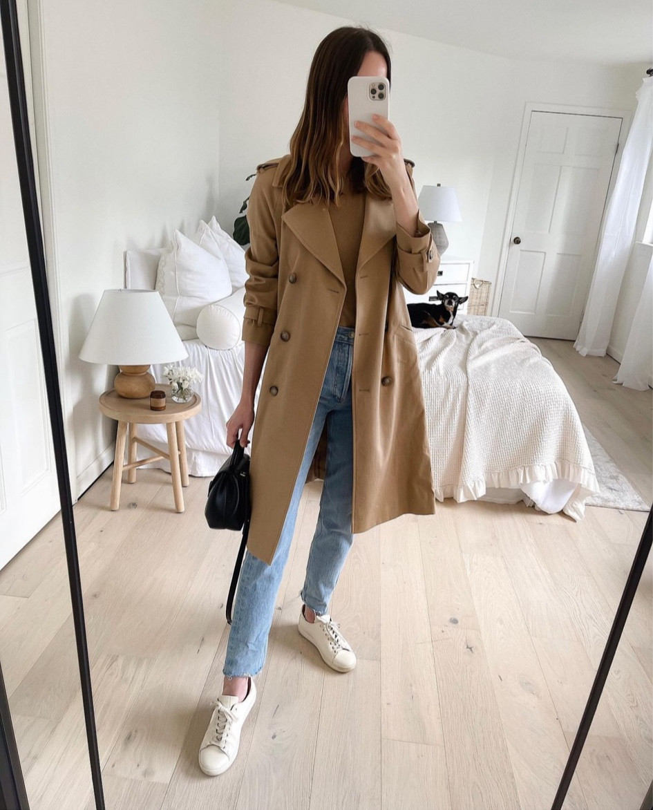 Sézane Scott trench coat + Jack sneakers 

#LTKstyletip #LTKSeasonal #LTKFind