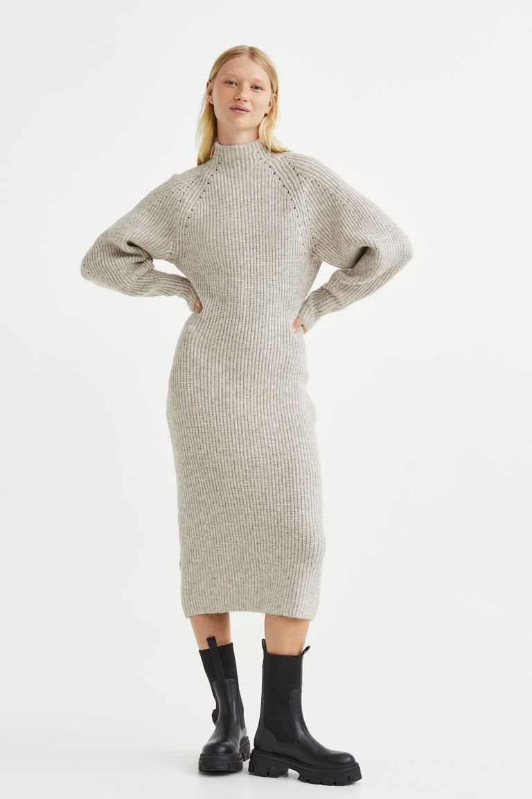 Rib-knit Dress - Light beige melange - Ladies | H&M US | H&M (US + CA)