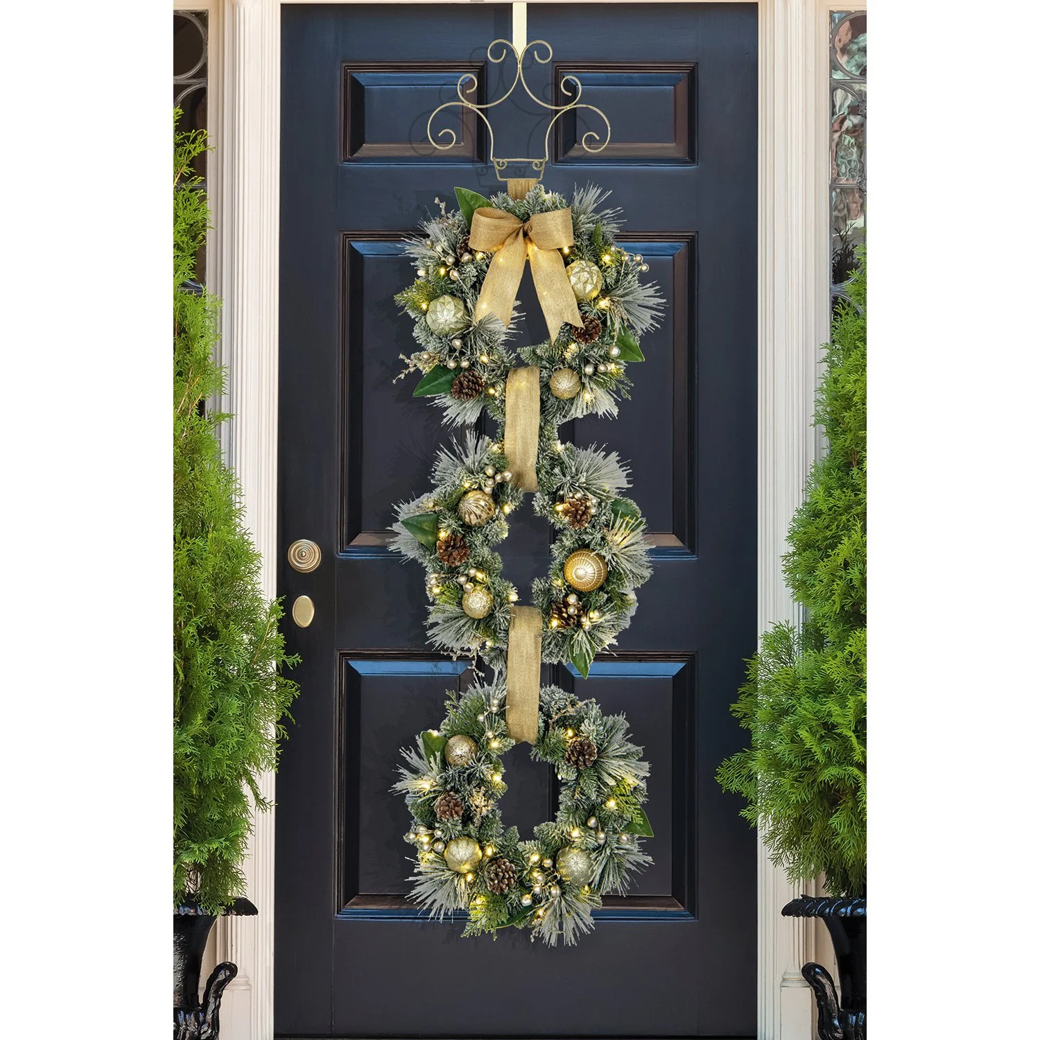 Member's Mark Pre-Lit Flocked Three Wreath Door Hanger | Sam's Club