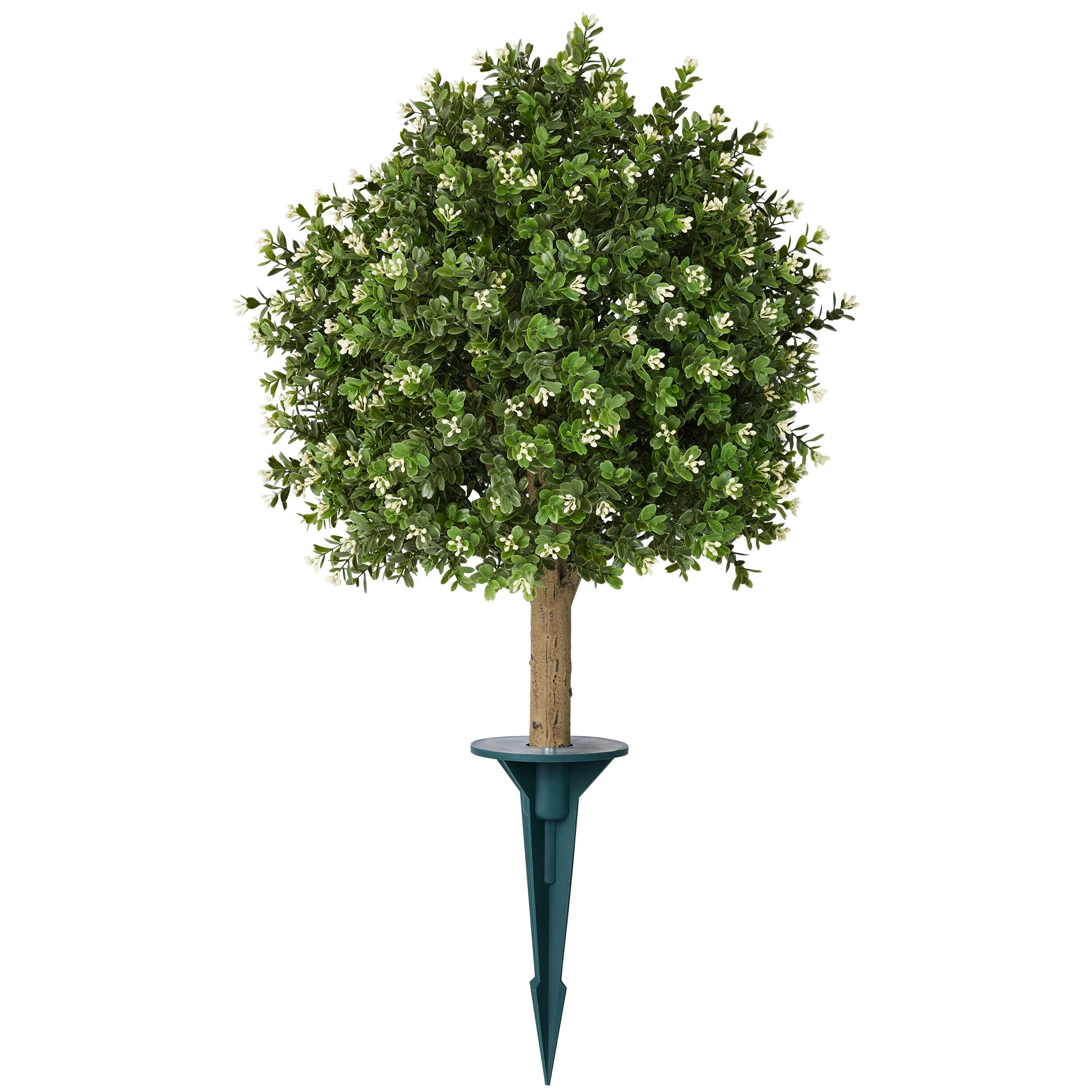 Primrue Adcock Artificial Osmanthus Topiary Ball Tree With White Flowers & Ground Spike - UV Resi... | Wayfair North America