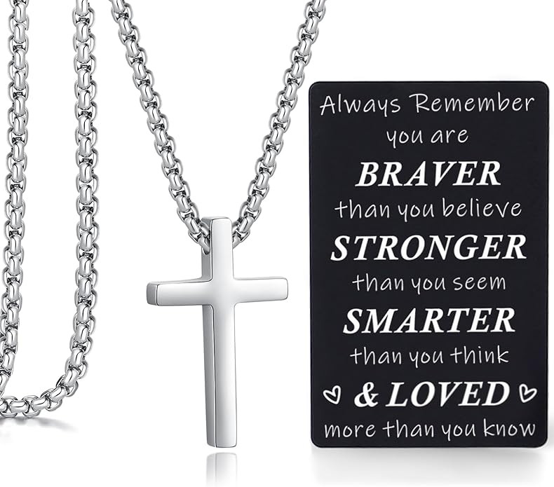 Quietsun Cool Gifts Set for Teen Boys/Men/Kids-Cross Necklace+Metal Wallet Card-Gift Box Ready fo... | Amazon (US)
