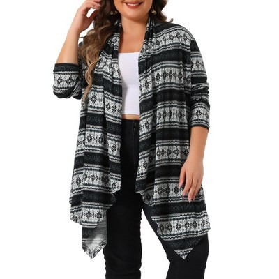 Agnes Orinda Women's Plus Size Bohemian Floral Print Open Front Cardigans Black 4X | Target