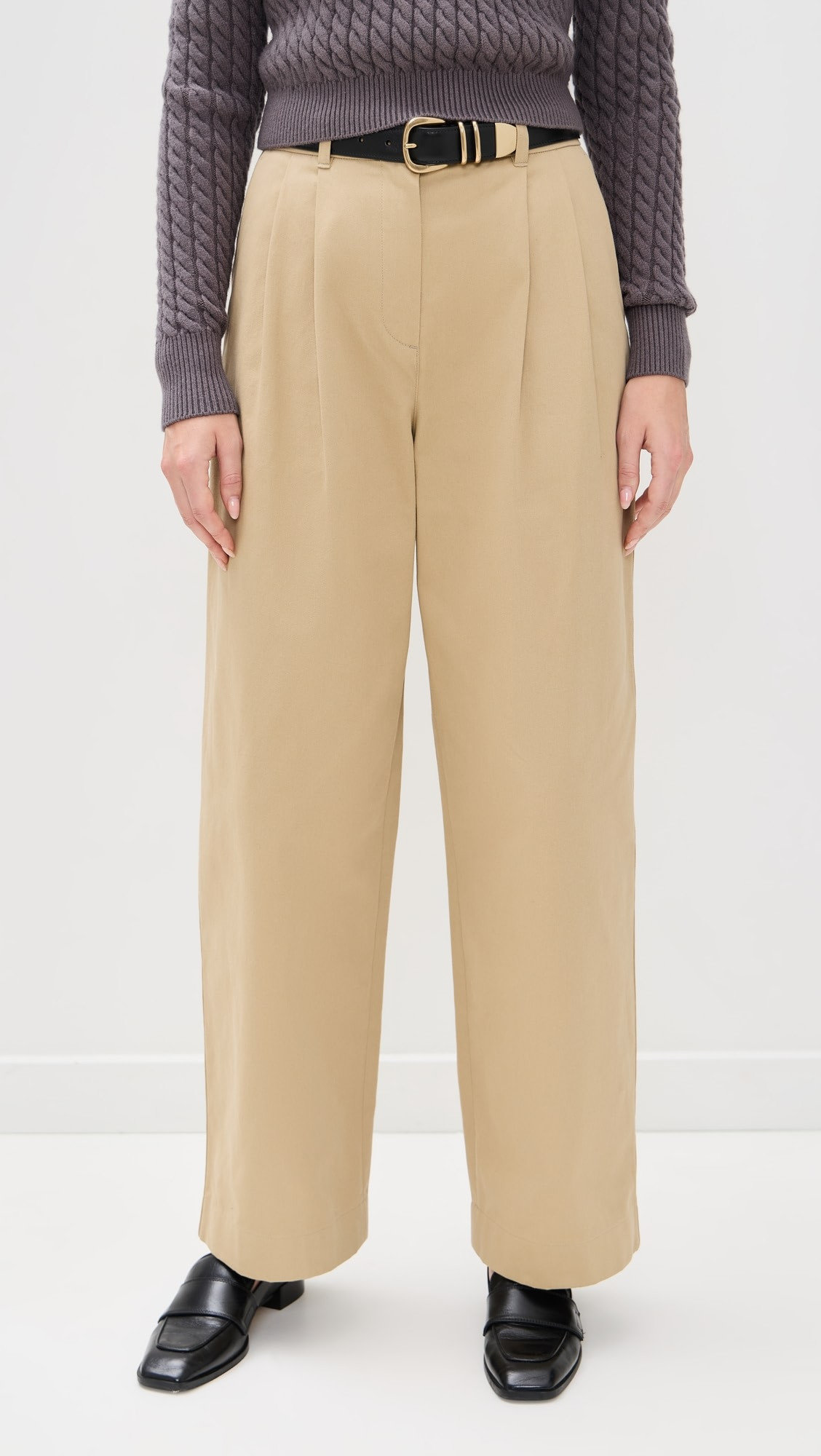 Double Pleated Wide Chino Slacks | Shopbop