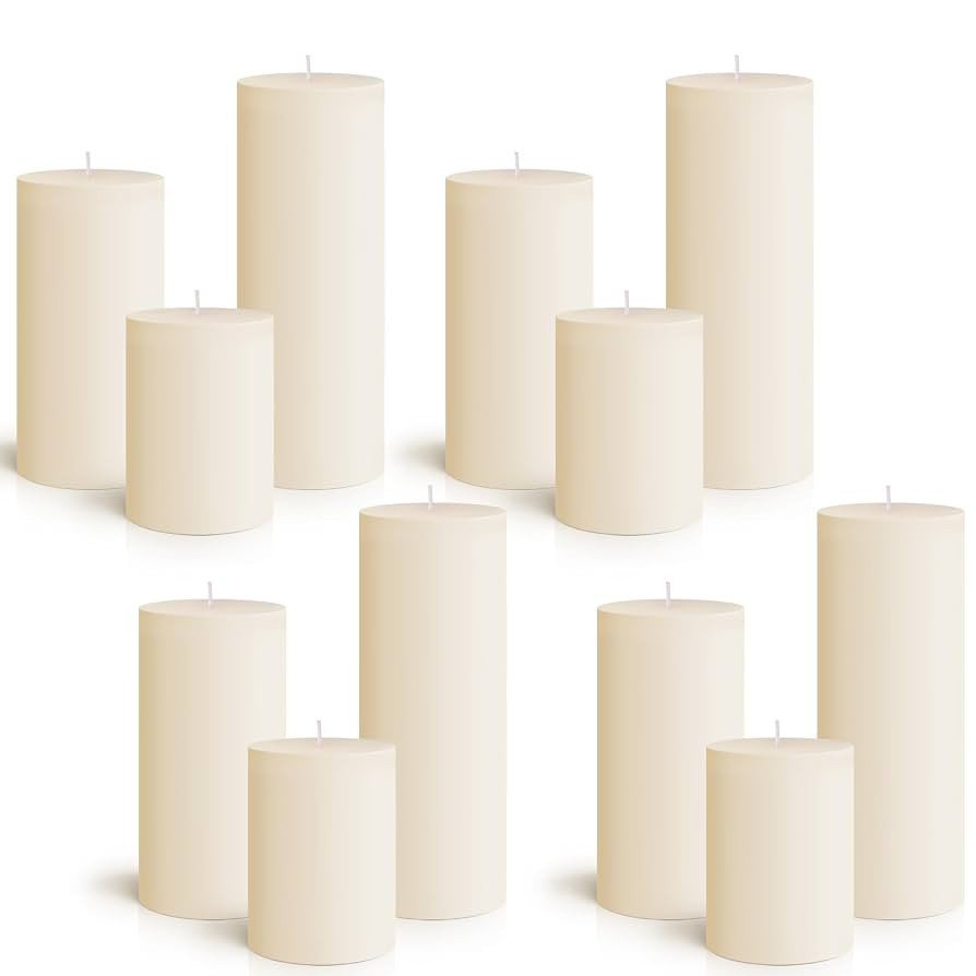 Sumind Set of 12 Poured Pillar Candles 3"x 4", 6", 8" Dripless Unscented Long Clean Burning Rusti... | Amazon (US)