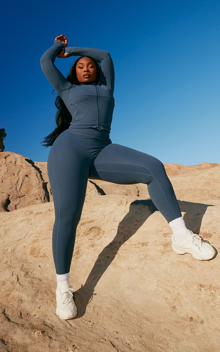 Plus Midnight Blue Sculpt High Waist Gym Leggings | PrettyLittleThing UK