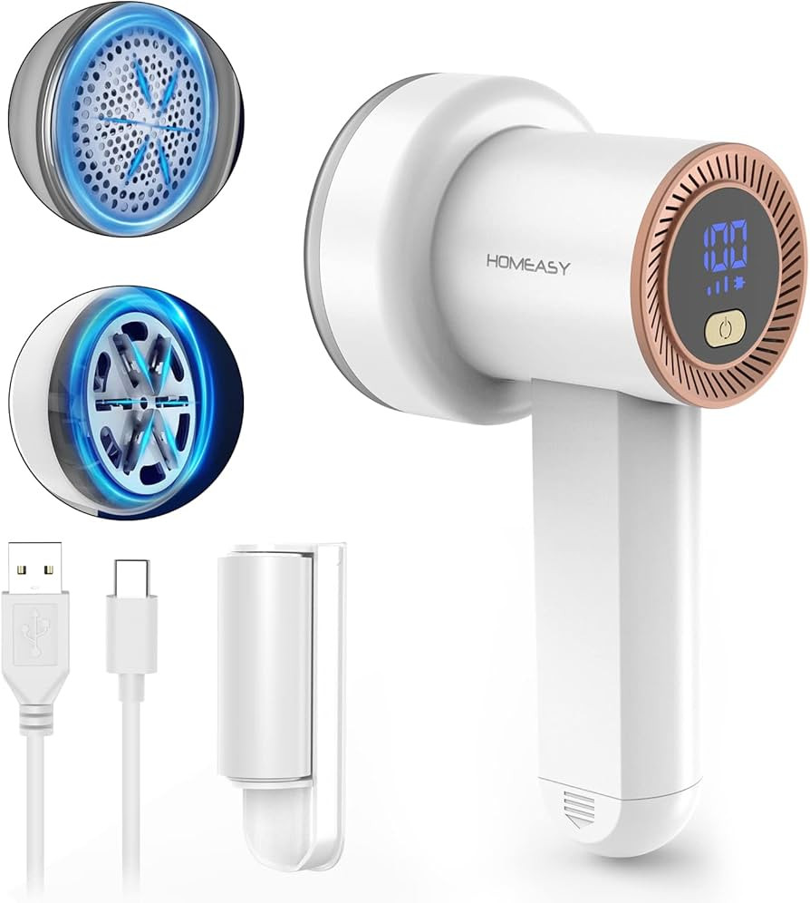 Fabric Shaver Fuzz Remover Rechargeable, HOMEASY Electric Lint Remover Shaver with 3 Blades & LED... | Amazon (US)