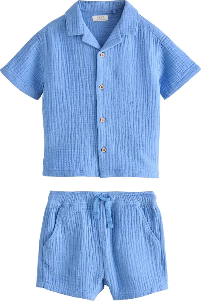 NEXT Kids' Doubleface Cotton Button-Up Shirt & Shorts Set | Nordstrom | Nordstrom