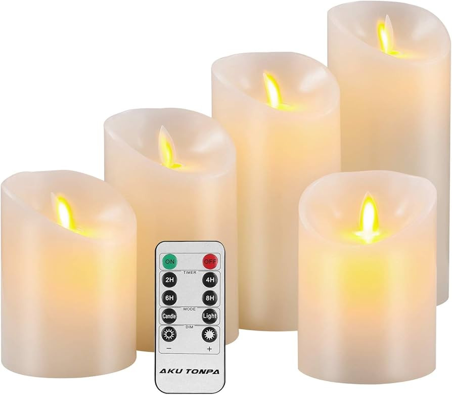 AKU TONPA Flameless Candles Battery Operated Pillar Real Wax Electric LED Candle Gift Sets with R... | Amazon (US)
