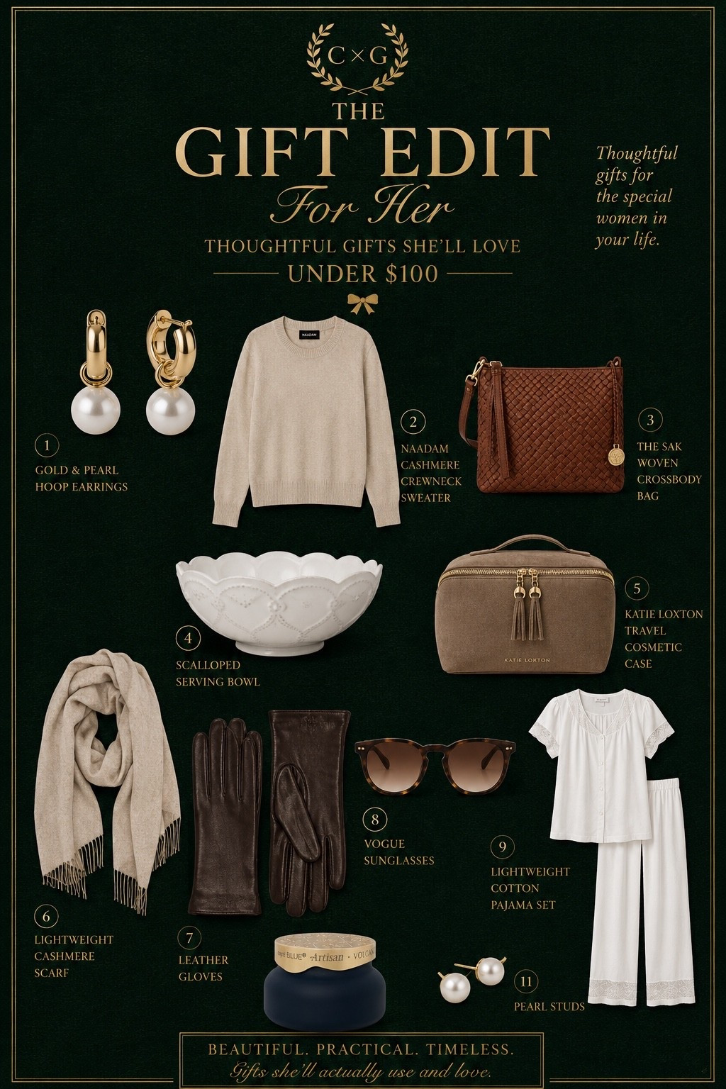 Timeless gifts for her, gift guide for her, gift guide for mom, neutral sweater, leather gloves, crossbody bag, cashmere scarf, pearl earrings, classic pajamas, old money style, Ralph Lauren Christmas. Glassalwaysfull

#LTKSeasonal #LTKBeauty #LTKOver40