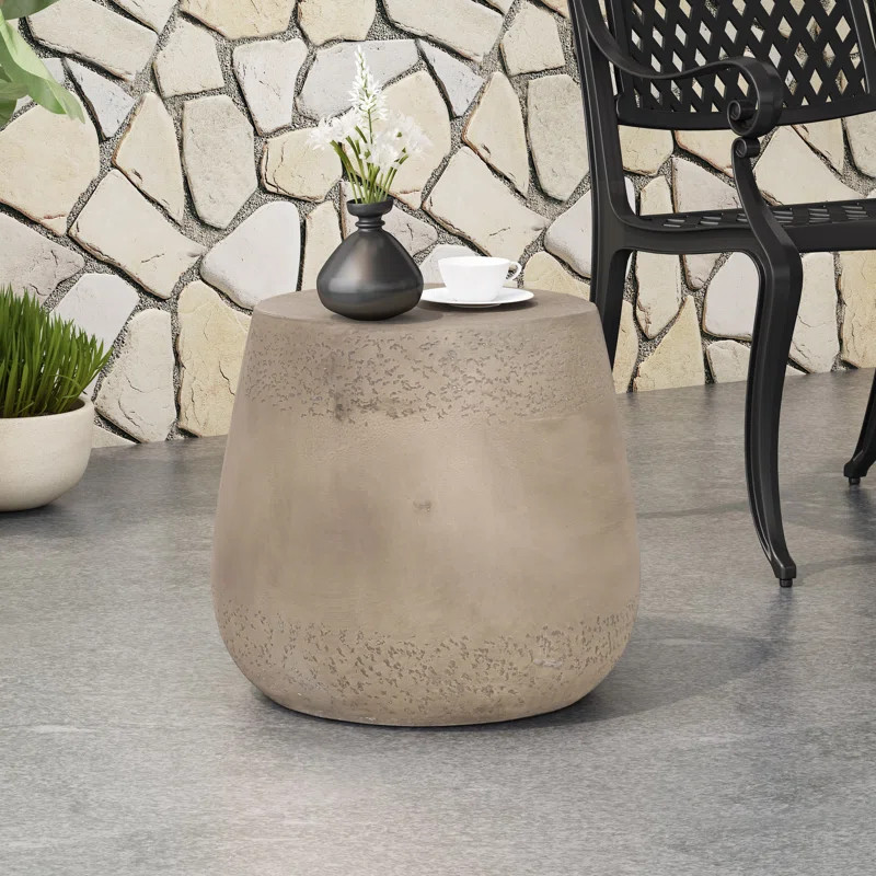 Veracruz Outdoor Contemporary Lightweight Concrete Accent Side Table | Wayfair North America
