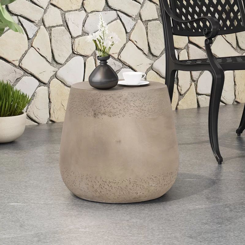 Veracruz Outdoor Contemporary Lightweight Concrete Accent Side Table | Wayfair North America