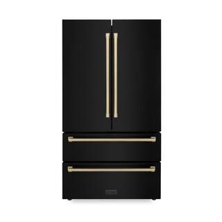 36 in. Autograph Edition 22.5 cu. ft Freestanding French Door Refrigerator with Ice Maker in Blac... | The Home Depot