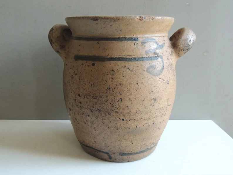 French Antique Large Preserve Jar Sandstone With Ears Primitiv Confit Salt Pot / Stoneware Potter... | Etsy (US)