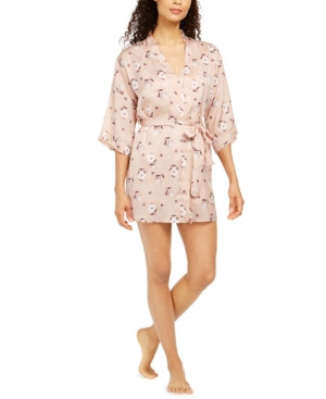 Flora by Flora Nikrooz Diedre Floral-Print Charmeuse Wrap Robe | Macys (US)