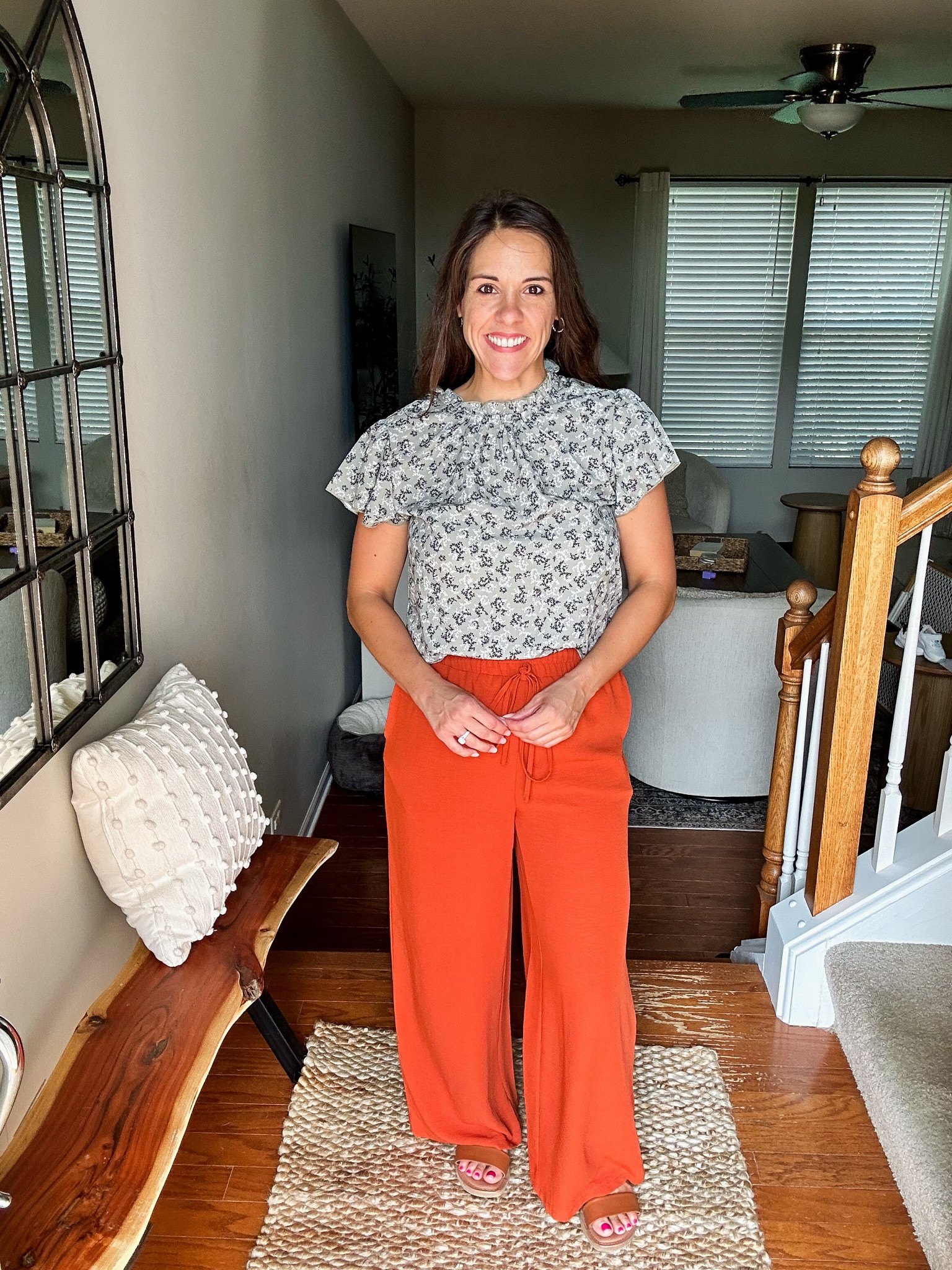 Wearing a small in pants and medium in top

Spring outfit, teacher outfit, summer outfit, burnt orange pants, rust colored pants, linen pants, gold hoop earrings, workwear



#LTKFindsUnder50 #LTKStyleTip #LTKWorkwear