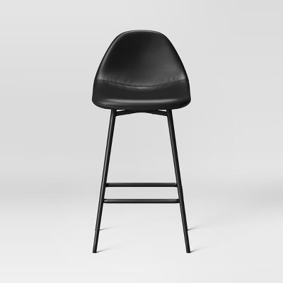 Copley Upholstered Counter Height Barstool Black Faux Leather - Project 62™ | Target