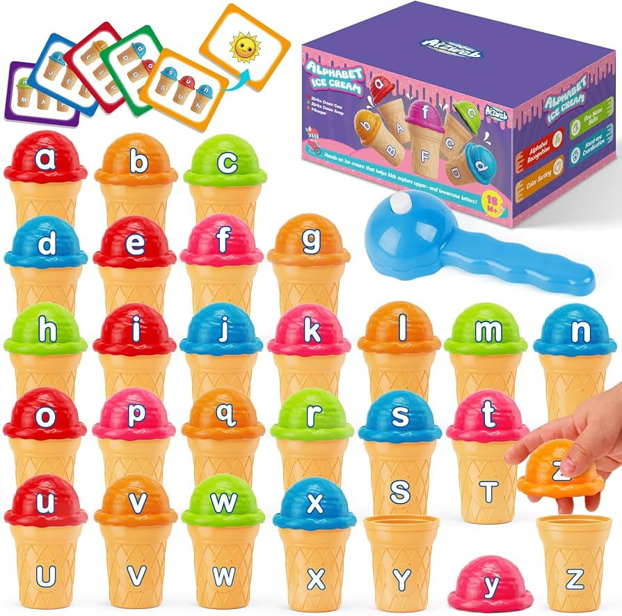 Aizweb Ice Cream Alphabet Learning Toys,Color Sorting Matching Letter Game for Toddlers,Stacking ... | Amazon (US)