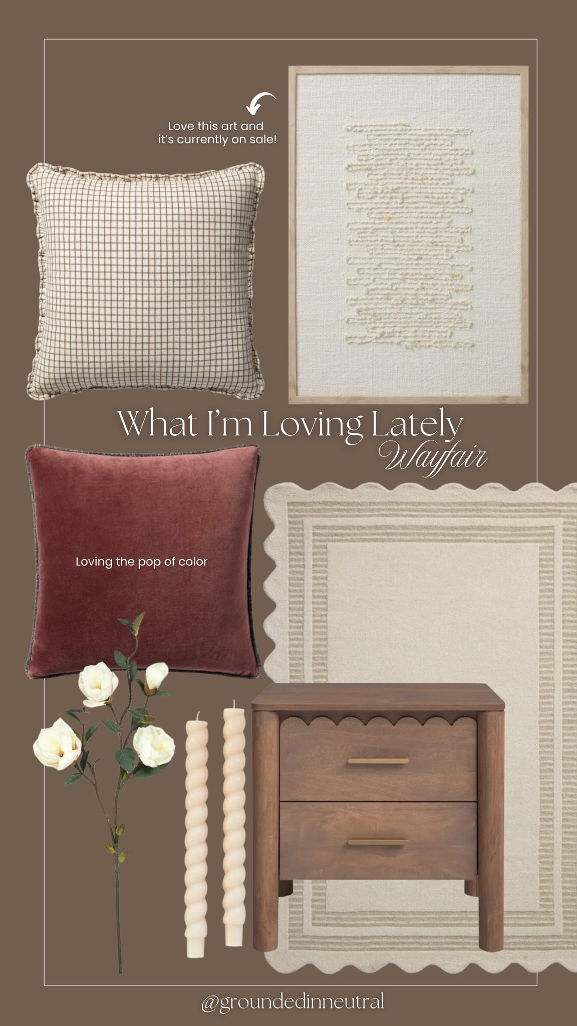 Home finds from Wayfair that I’m really loving lately. 🤎

Wood nightstands, neutral area rug, wall art, throw pillows, spring stems, scalloped furniture 

#LTKStyleTip #LTKHome #LTKSaleAlert