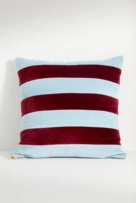 Andie Striped Cotton Velvet Pillow | Anthropologie (US)