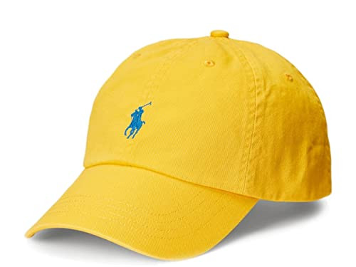 POLO RALPH LAUREN Hat Chino Sports Cap Adjustable Ball Cap with Blue Embroidered Polo Pony Yellow Fin | Amazon (US)