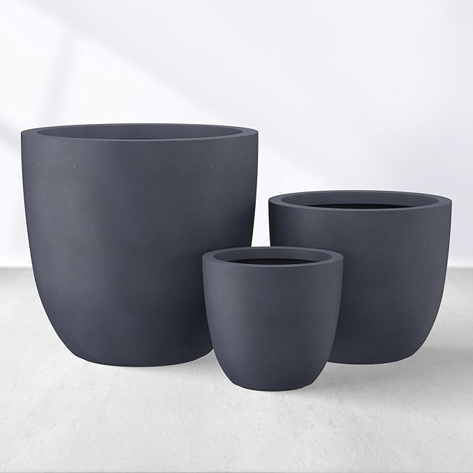 Kante 18",14",10" Dia Concrete Round Planters (Set of 3), Outdoor Indoor Large Planter Pots with ... | Amazon (US)
