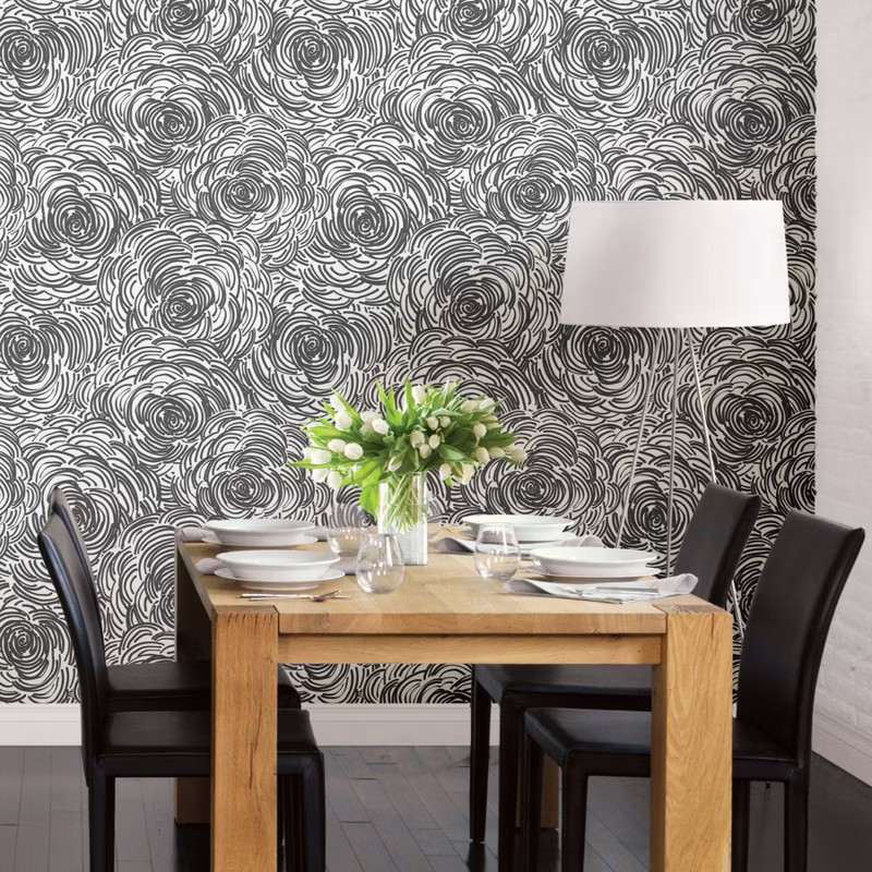 Brewster Beauty Peel and Stick Wallpaper Black | Target