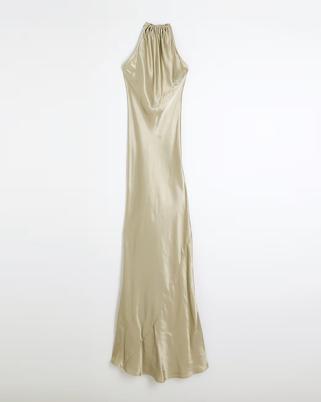 Gold Halter Neck Slip Maxi Dress | River Island UK & IE