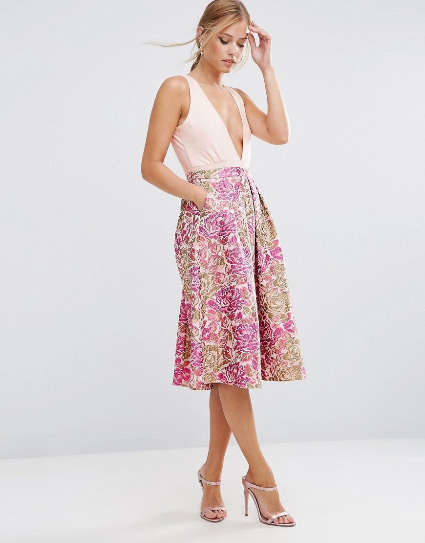 ASOS Occasion Prom Skirt in Vintage Floral - Pink | ASOS US