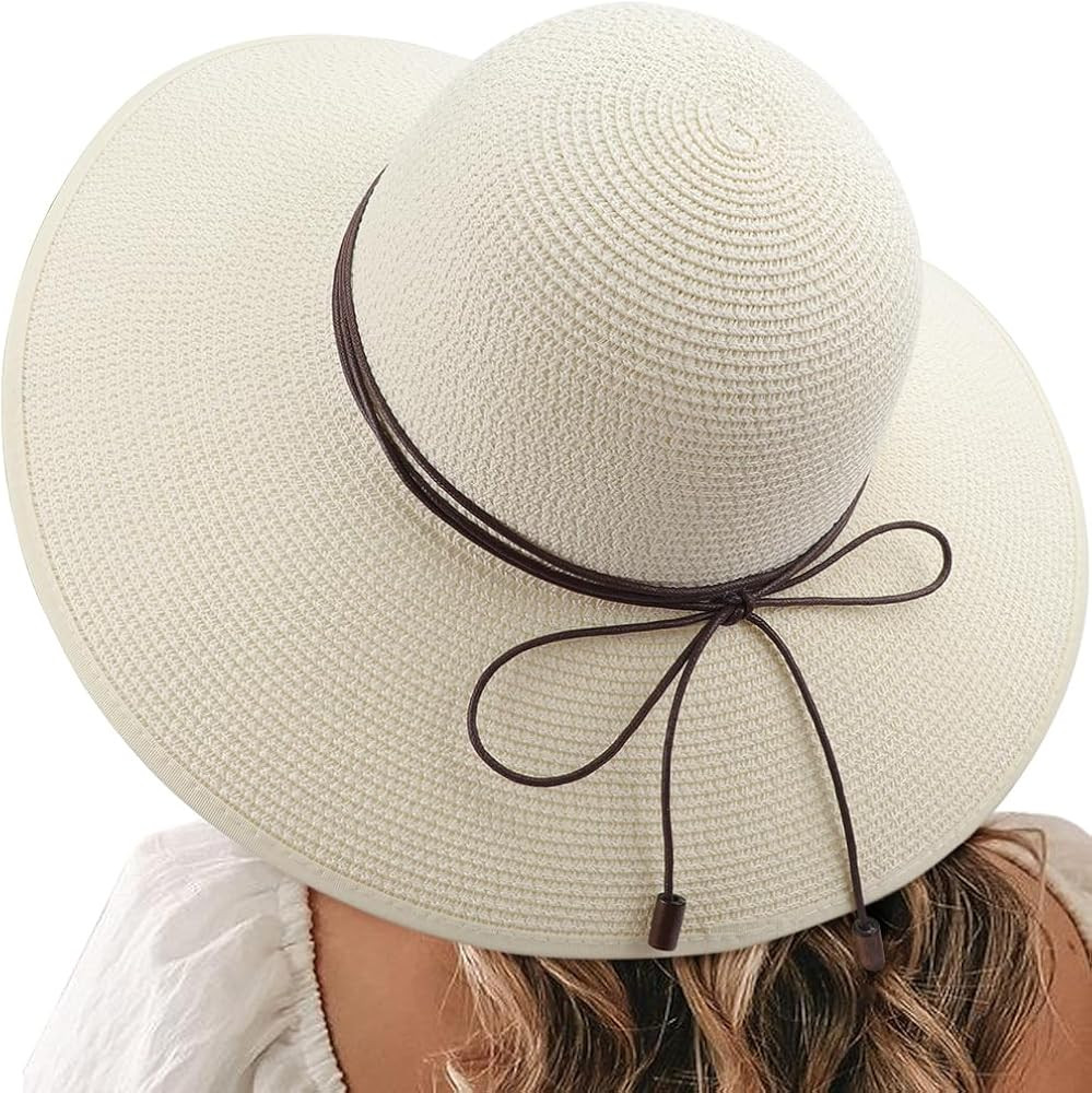 DRESHOW Beach Hats for Women Big Straw Wide Brim Summer Hat Floppy Foldable Roll up Cap Sun Hat U... | Amazon (US)