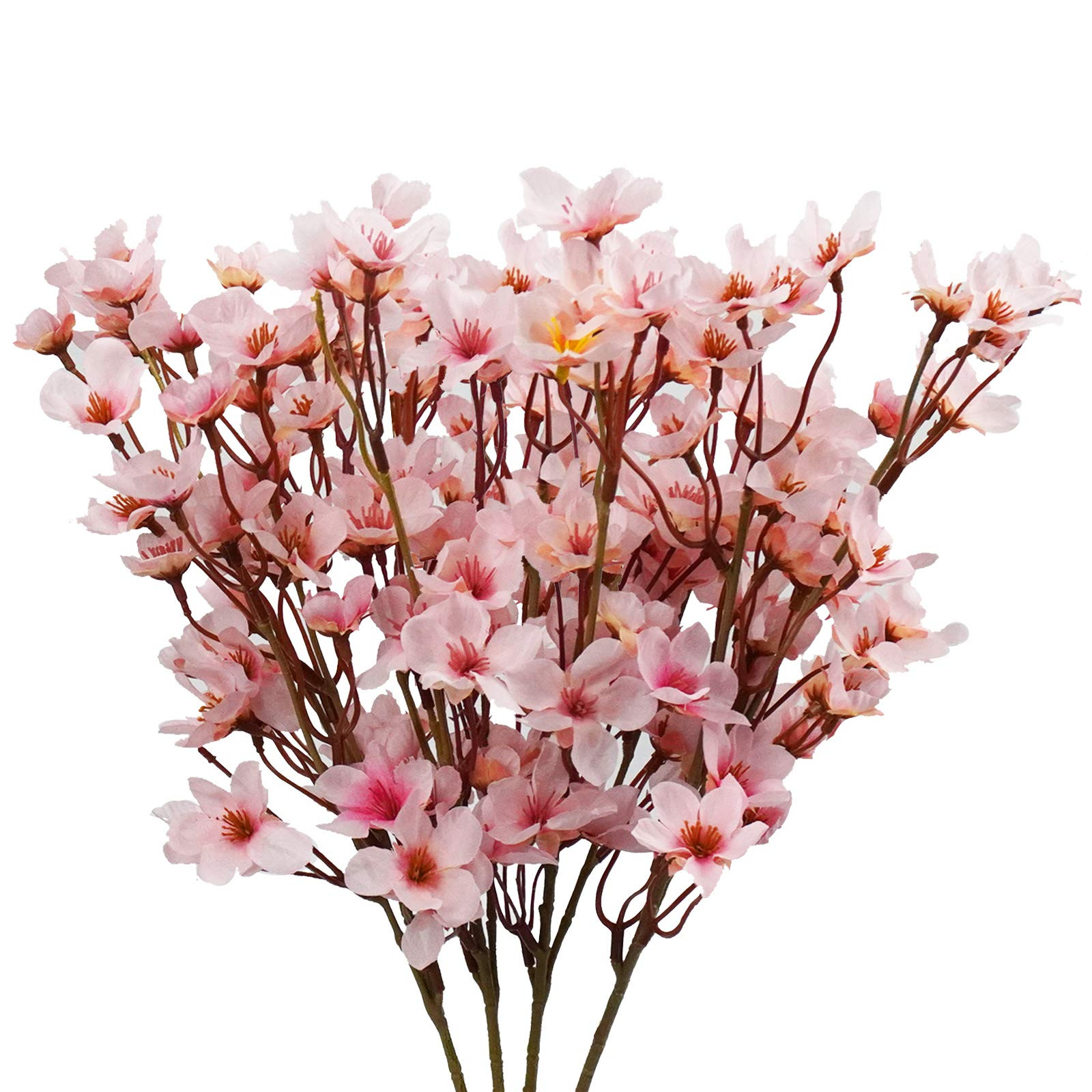 Uieke 4Pcs Artificial Cherry Blossom Flower, Silk Peach Flowers Fake Plants Arrangement for DIY G... | Amazon (US)
