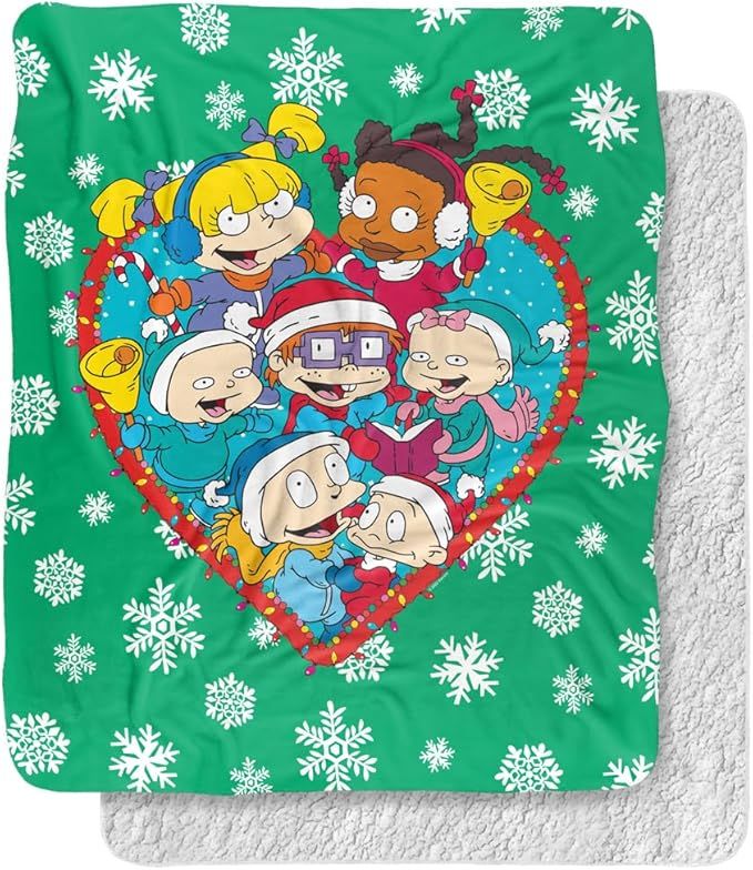 Nickelodeon 90'S Blanket, 50"x60" Rugrats Group Christmas Silky Touch Sherpa Back Super Soft Thro... | Amazon (US)