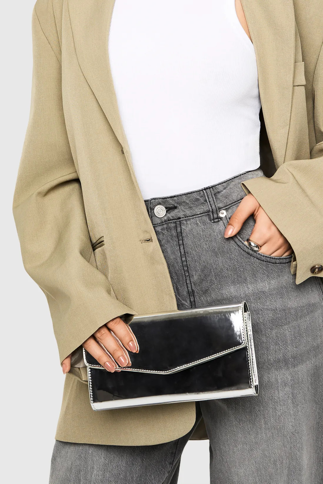 Structured Fold Over Clutch Bag | Boohoo.com (UK & IE)