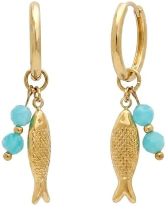 Jean Beau Gold Hoop Dangle Earrings for Women, Trendy Dainty Rhinestone CZ Christmas Tree Clover ... | Amazon (US)
