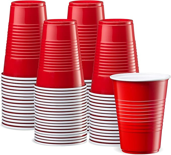 Comfy Package, (50 Pack 9 oz. Disposable Party Plastic Cups - Red Drinking Cups | Amazon (US)
