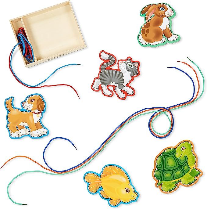 Melissa & Doug Lace and Trace Activity Set: Pets - 5 Wooden Panels and 5 Matching Laces - Lacing ... | Amazon (US)
