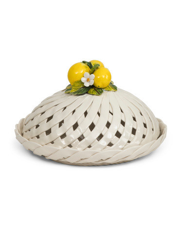 Woven Lemon Cake Serving Plate With Domed Lid | TJ Maxx