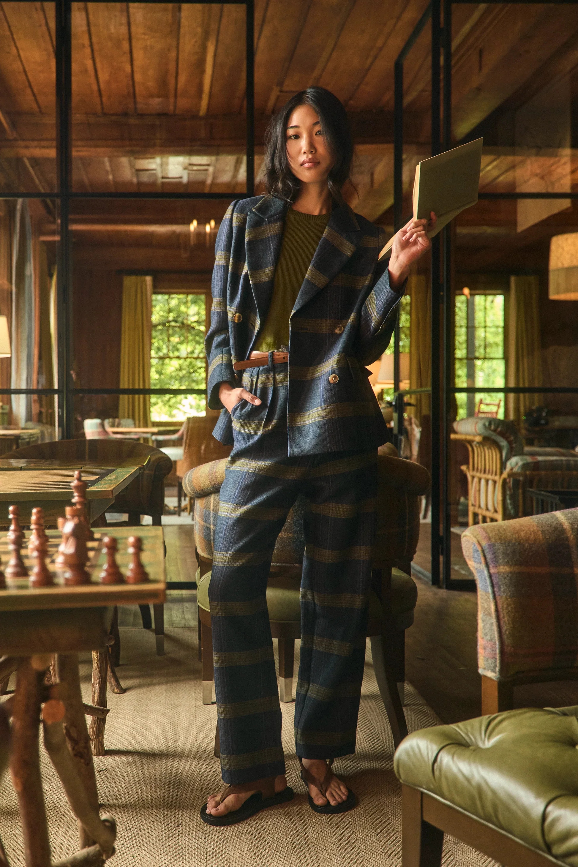 York Trouser | Navy Plaid Trousers | Hunter Bell | Hunter Bell