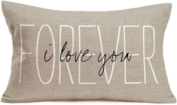Qinqingo Best Gifts Pillow Covers 12x20 Inches Forever I Love You Cotton Linen Pillowcase Home De... | Amazon (US)
