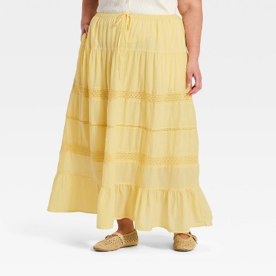 Women's Lace Maxi Full Skirt - Universal Thread™ Light Yellow 1X | Target