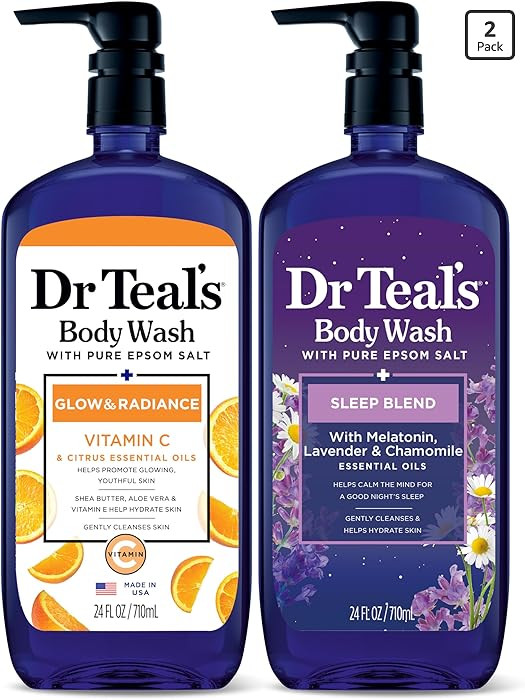 Dr Teal's Gel de ba\u00f1o con sal pura de Epsom, diurno/nocturno con vitamina C y mezcla para do... | Amazon (US)